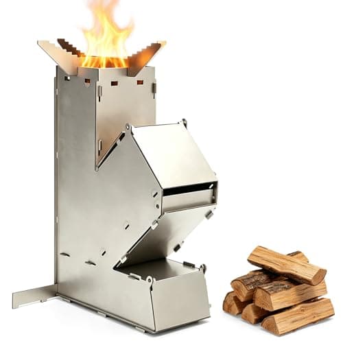 Camping Rocket Stove, Portable Camping Stoves Stainless Steel Wood Burning Grill Detachable Grill with Storage Bag for Outdoor Hiking BBQ