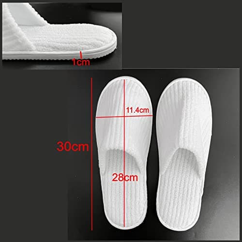 JZK 2 Pairs Large Men Disposable Slippers - White, Unisex, Washable Velvet Closed Toe Slippers for Spa, Holiday — view 3