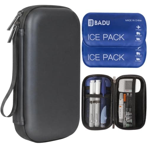 HIMDUZE Insulin Cooler Travel Case TSA Approved Small Refrigerated Medicine Cooler for Travel Diabetic Travel Case Bag w/2 Reusable Ice Pack.