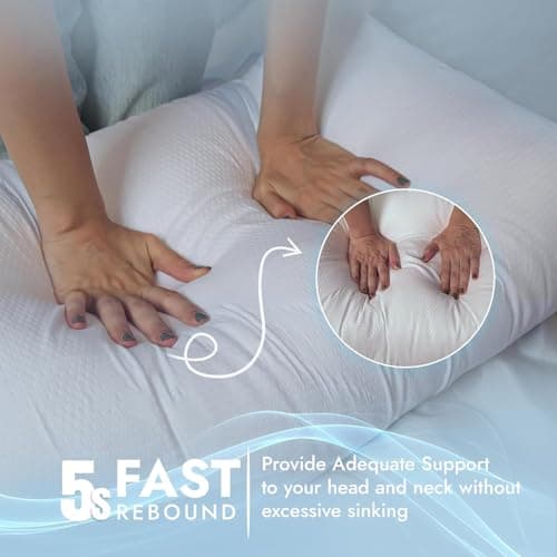 Adam Home Breathable Pillows 8 Pack Hotel Quality | Bouncy Support Side Sleeper Pillow for Neck, Back & Shoulder Pain Relief & Anti dust mite, Standard Size Bed Pillows — view 6