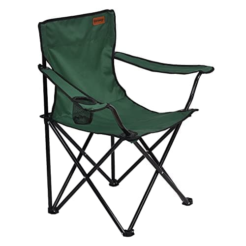 Rainberg Folding Camping Chairs, Comfortable Heavy Duty Structure, Extra Wide Garden Chair with Hard Armrest Foldable Fishing Chair Outdoor Fold up, Cup Holder with Carry Bag (Pack of 1, Green)