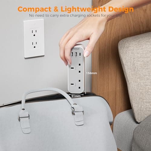 TESSAN UK to US Plug Adaptor, USA Travel Adapter with USB C — view 6