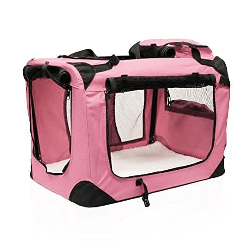 Petbarn Portable Soft Fabric Pet Carrier Folding Dog Cat Puppy Travel Transport Bag (Large, Pink) — view 2