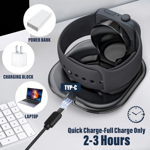 KTEBO Apple Watch Charger, Foldable Magnetic USB-C Charging Stand & Cable — view 3