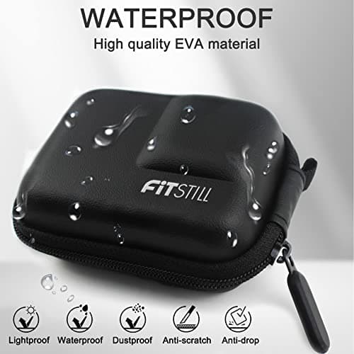 FiTSTILL Black Mini Carrying Bag Case for Go Pro Hero 13/12/11/10/9/8/7/(2018)/6/5 Black,Hard Shell Travel Storage Case for DJI Osmo Action 2,AKASO,Campark,YI Action Camera and More — view 3