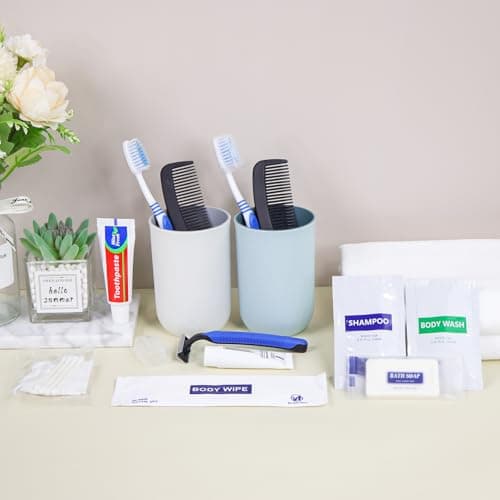 SLequipo Basic Toiletry Kits, Individually Packed, Personal Hygiene Bulk Homeless Care Package Supplies, Blue, Pack of 50 — view 4