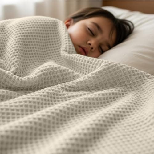 Utopia Bedding Waffle Weave Summer Blanket, (Khaki, Throw -127x152 cm) — view 3