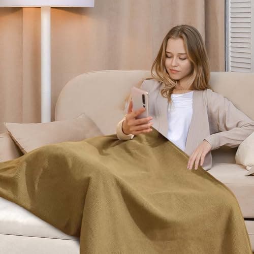 150 * 80cm 3 Gears Portable Heated Blanket, Cordless Heated Blanket, Portable Heated Shawl, USB Heated Blankets, Heated Wearable Blankets, for Women Girl Family Lovers (Green) — view 4