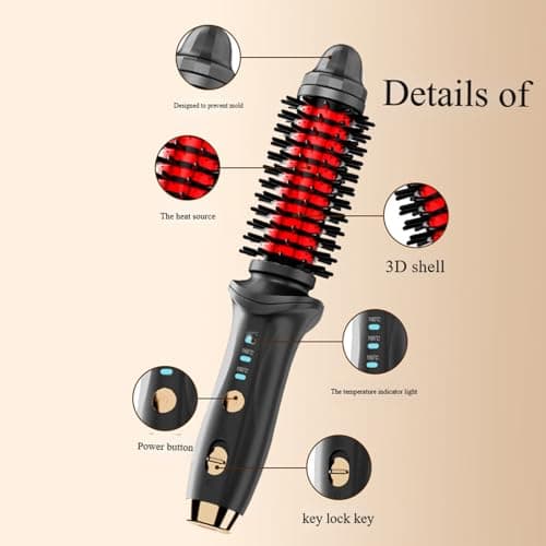 USB Rechargeable Mini Thermal Curling Brush Cordless Heated Round Styling Tool for Short Hair Travel Volume Creation Straight and Curly Hair Design for Men and Women (Purple, One Size) — view 4