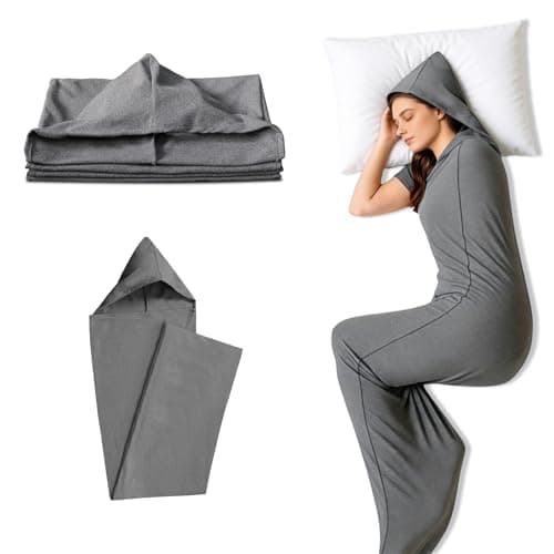 Vibe2Go Alide Sleep Pod 360 Wrap Wearable Compression Blanket, Sensory Calming Sleep Sack for Adults, Washable Portable Travel Sleeping Bag, Grey 185x50cm
