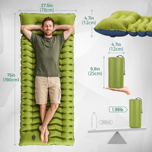 Overmont Camping Sleeping Pad Extra Thick with Pillow — view 2