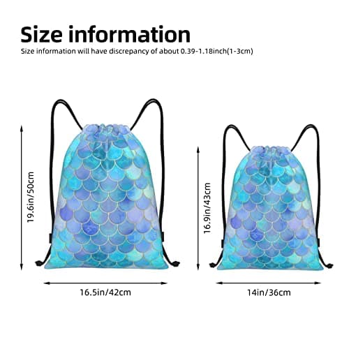 TOPUNY Starfish Coastal Wool printing Drawstring backpack bag, sports and fitness bag, Gold Mermaid Scale, M, Travel Backpacks — view 4