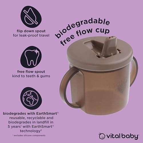 Vital Baby Free Flow Cups 200ml, 4m+ 2 Pack | Easy-Hold, First Sippy Cup — view 3