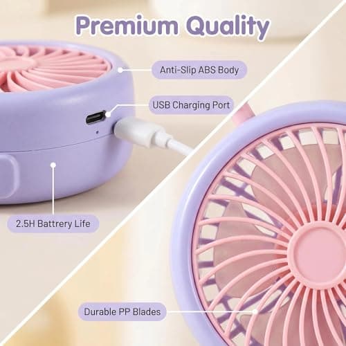 Falafoty 3 Pack Mini Portable Fan Cute Handheld Lightweight Personal Fan, USB Rechargeable Small Cooling Fan for Summer Outdoor Travel Office Beach Camping, Mini Desk Fan for Girl Kids Women Men — view 3
