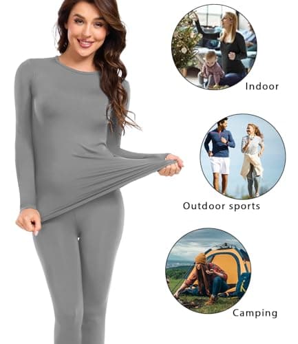 wirarpa Women's Thermal Underwear Set Fleece Lined Top & Bottom M — view 4
