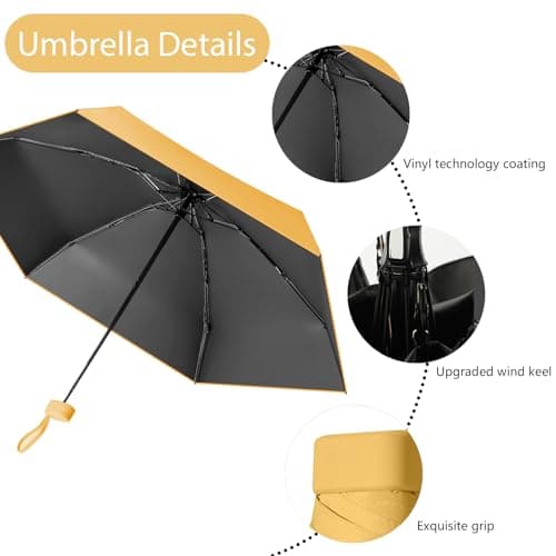 Sykerout Compact Travel Umbrella - Lightweight, Windproof, UV Protection, with Capsule Case, Perfect for Women's Handbags (yellow) — view 6