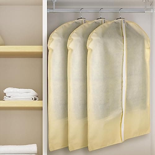 Vinsani 1pc Dustproof Garment Bags Hanging Clothes Covers Breathable, Cream — view 2