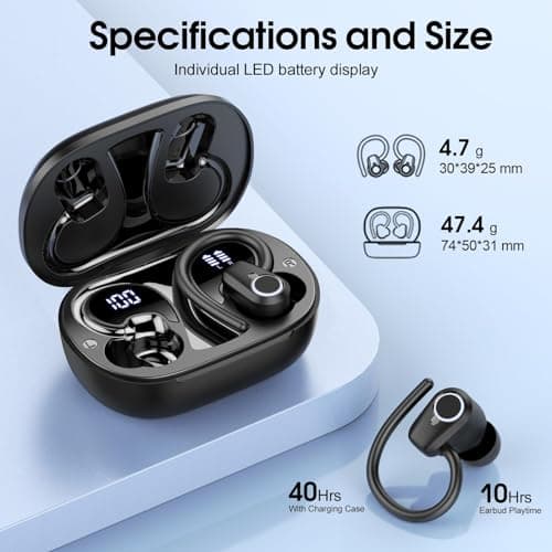 Wireless Earbuds with Earhooks HiFi Stereo, IP7 Waterproof Sports Earphones — view 3