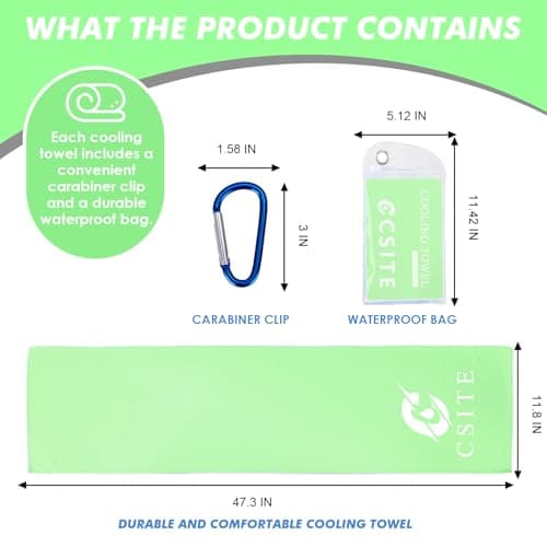 CSITE 4 Pack Cooling Towels (47"x12"cm) for Neck and Face, Ice Towel for Hot Weather, Soft Breathable Chilly Gym Towels, Microfiber Towel for Work Out, Yoga, Running, Camping & More Activities — view 3