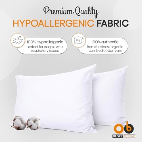 Oliver Bedding Pillows 8 Pack, Breathable Soft Poly Cotton Hotel Pillows — view 3