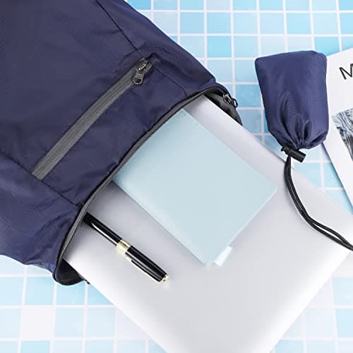 HuaJiao Foldable Backpack, Lightweight Water-Resistant Daypack, Dark Blue — view 2