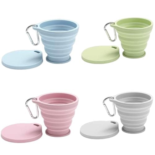 FEIHS 4 Pcs Silicone Foldable Cup,for Outdoor Activities