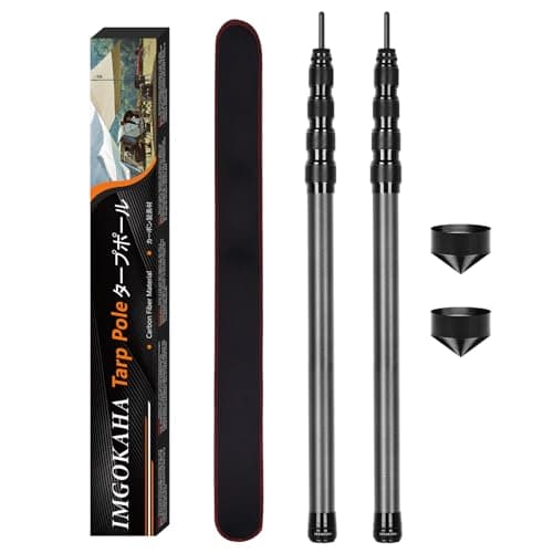 Tent Pole Carbon Fiber, Telescopic Tarp Poles 2.1M, Camping Adjustable Tarp Poles, Extendable Tent Poles 58-210cm, Awning Poles for Camping, Backpacking, Hiking, Canopy & Outdoor Shelter(Set of 2)