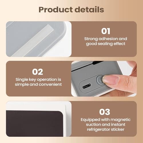 Magnetic Bag Sealing Machine - 6 Levels Magnetic Food Resealer Closer, LED Display Heat Device, Portable Snack Storage Packing Tool | Food Sealing Machine For Chips Sandwich Fridge Travel — view 5