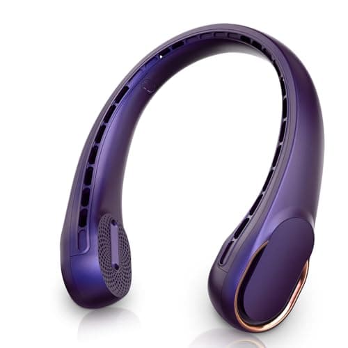 ASNUG Neck Fan, Bladeless Neck Fan, USB Rechargeable Personal Fan, 4000 mAh Battery Operated Neck Fan, 3 Speeds Adjustable,Faster Cooling, Ultra Quiet, Suitable for Home, Office, Travel,Violet