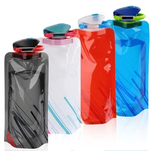 Rnigra Collapsible Water 4pcs 700ml Foldable Bottle, Reusable BPA-Free Collapsible Water Bottle for Outdoor Sports Travel Biking (4 Colors)