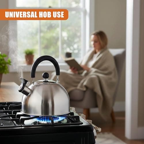 GEEZY 2.5L Stainless Steel Whistling Kettle for Gas Hob & Electric Stove Top - Lightweight Camping Tea Pot with Folding Handle - Portable Metal Water Boiler for Home Kitchen, Camping & Fishing — view 3