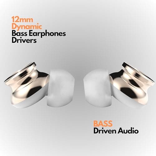 Betron BS10 Earphones Wired Earbud Headphones with Microphone, Gold — view 3