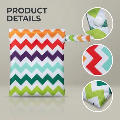 Hopzab Wet Dry Diaper Bag Waterproof Reusable Nappy Storage Bag with Zip for Baby Items Nappies Swimsuit Wet Clothes Travel Beach Pool Gym Daycare Camping(Wave Pattern) — view 3