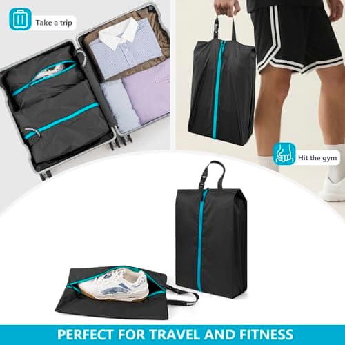 CANBOX Shoe Bags for Travel, 2 PCS Water Resistant Nylon Shoe Pouch with Portable Buckle Handle, Machine Washable Shoe Storage Organizer for Fitness, Home Use — view 4
