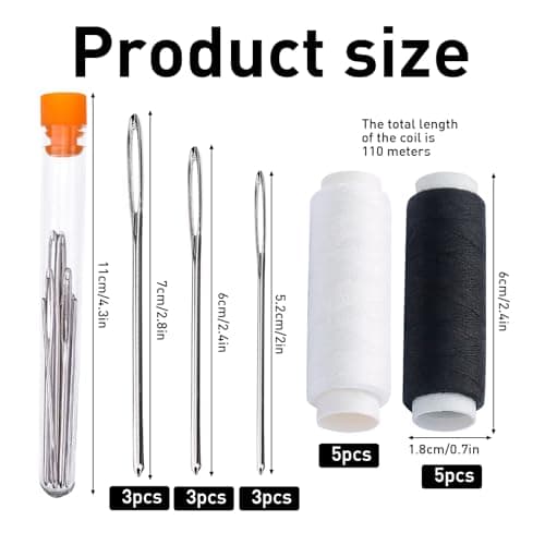 Black and White Sewing Thread, Materials and Fabrics Suitable Hand-Sewing — view 2