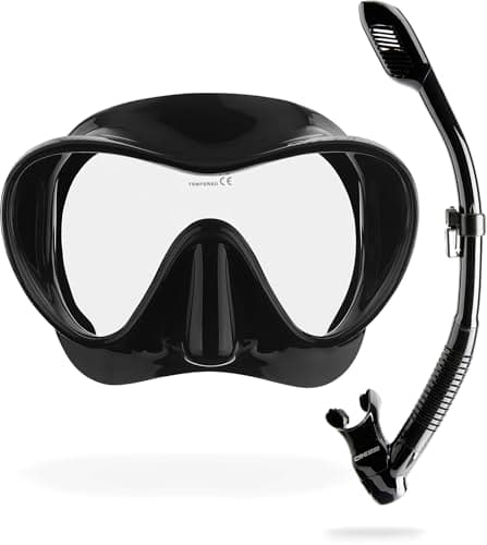 Cressi F1 Frameless Diving Mask - Anti-Fog Tempered Glass Snorkel Mask - Silicone Skirt for Secure Scuba Fit - Adjustable Buckles for Diving & Snorkelling - Black - One Size