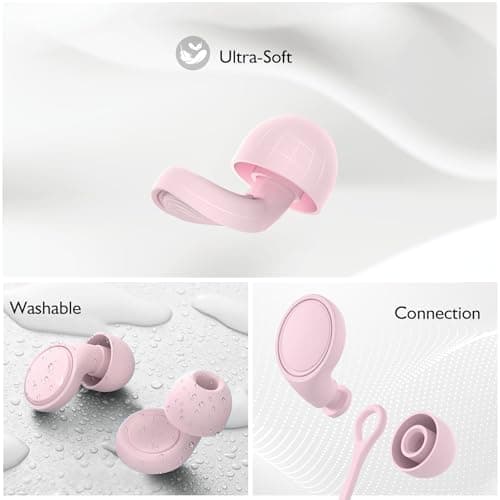 Jayine Ear Plugs for Sleep 2 Pairs, Reusable Noise Cancelling Earplugs Hearing Protection 25dB, Removable Soft Silicone Earplugs for Concerts, Focus, Noise Sensitivity, 16 Ear Tips in S/M/L - Pink — view 5