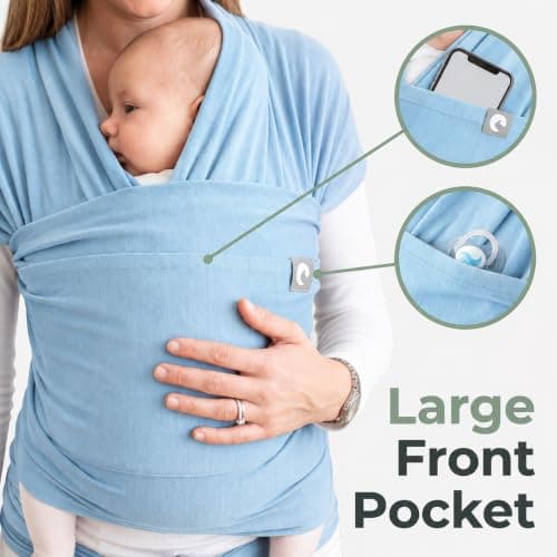 Trekki Pocket Wrap™ Baby Sling Carrier, Newborn to Toddler, Blue — view 6