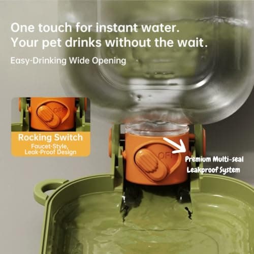 The Pet Lord 2-in-1 Dog Water Bottle & Built-In Feeding Bowls | 460ml Portable Dog Water Bottle with Separate Water & Food Feeding Areas | Food Grade | Dog Walking & Travel Accessories | Green — view 4