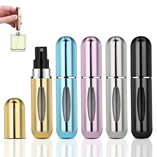 ACWOO 5 PCS 5ML Perfume Atomiser Bottles, Refillable Fine Mist Spray Bottles, Mini Travel Perfume Atomizer, Underfill Empty Travel Bottle Portable Purse Spray Bottle for Men and Women
