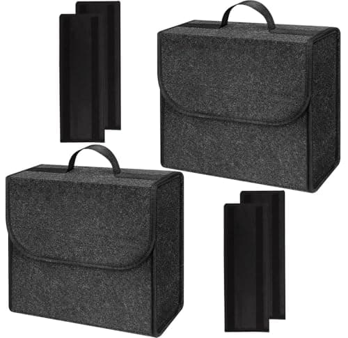 Einesin Upgrade Car Boot Bag Organiser with Reinforced Side Panels for Tools Breakdown Emergency Travel Tidy Van Caravan | Felt Bag in Black | Car Accessories Interior (30x15x30cm-2PCS-Upgraded)
