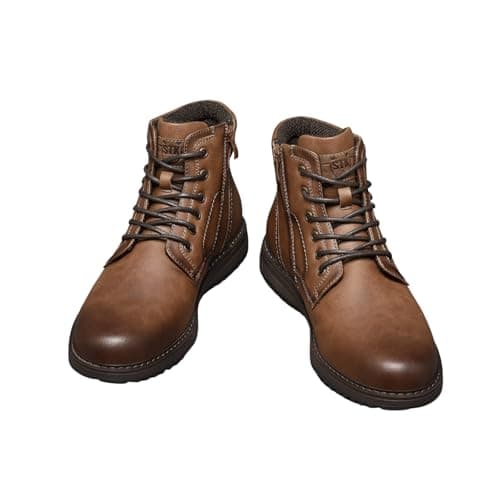 NovaNest Men’s Waterproof Faux Leather Ankle Boots – Casual Outdoor Hiking Work Boots with Non-Slip Rubber Sole, Cushioned Collar & Durable Stitching – Comfortable Everyday — view 4