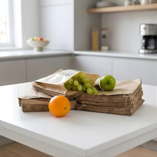 100 7” x 7” Brown Kraft Strung Paper Bags | Strong Packaging Bags for Food, Fruit, Takeaway, Retail, Lunch — view 5
