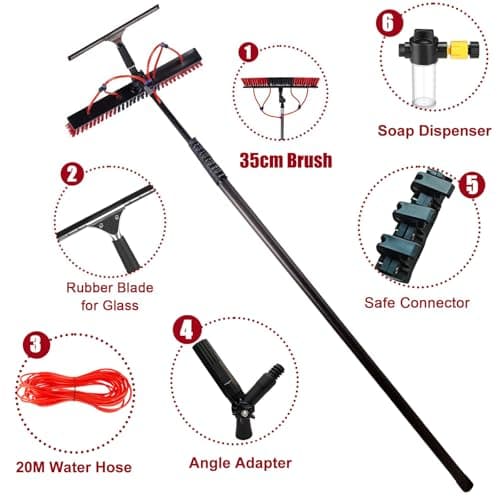 39ft Carbon Fiber Waterfed Pole Cleaning Kit12m/20m Hose Soap Dispenser for SoPanels Roofs & CarsEfficient Window SoPanel and Vehicle Cleaning Solution — view 2