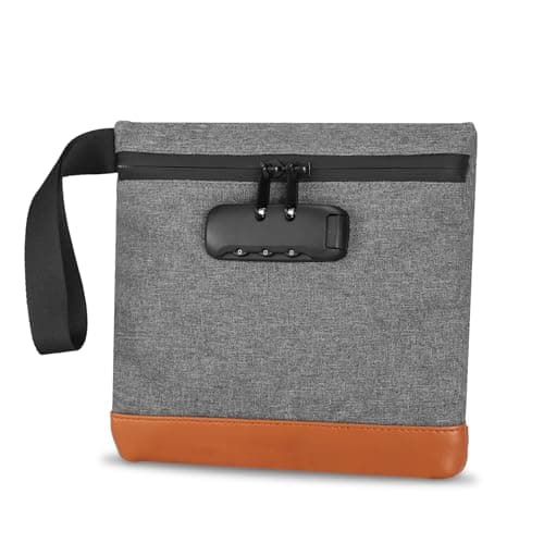 Ankilo Security Smell Proof Bag with Combination Lock, Money Bag, 7.9 * 7.4 in, Men & Women's Locking Accessories Pouch for Travel, Bank Deposits, Wallet, Medicine, Phone