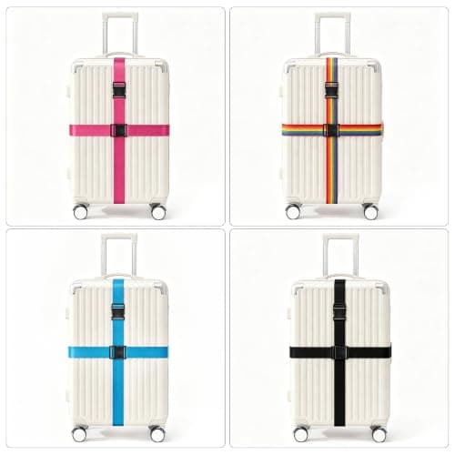 4 Pack Adjustable Luggage Straps, Suitcase Belts with Quick Release Buckles for Travel — view 3