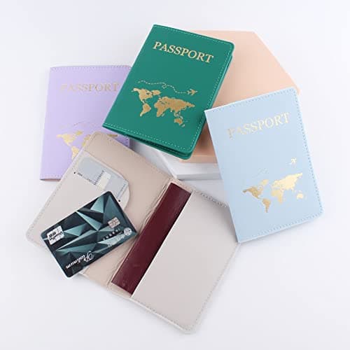 YYGOJOY Passport Holder Cover, PU Leather Passport Cover Case Organiser with Wallet for Credit Card, Money, Business Cards, Passport, Boarding Passes for Women Men (Green) — view 6