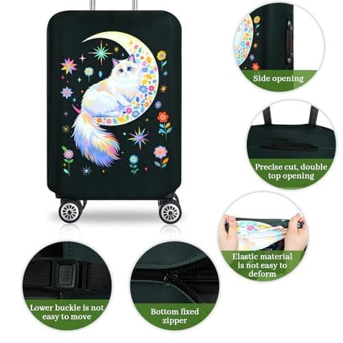 SICANAUO Luggage Covers, Elastic Travel Suitcase Protector, Personalised Suitcase Cover, Anti-Scratch Luggage Storage Covers, Travel Trolley Case Protector (Style 9, S (19-21 inch suitcase)) — view 3