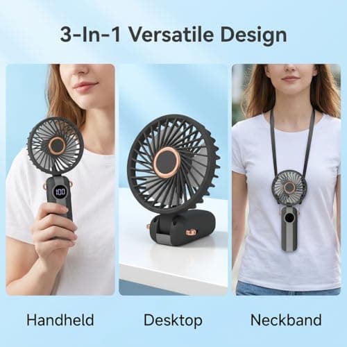 Snugcore Handheld Fan Portable Foldable Mini Fan 5 Speeds Rechargeable 1200mAh Battery 90° Adjustable Hand Held Fans, Small Personal Cooling Fans Ultra Quite for Travel Desk Use Dark Black — view 6