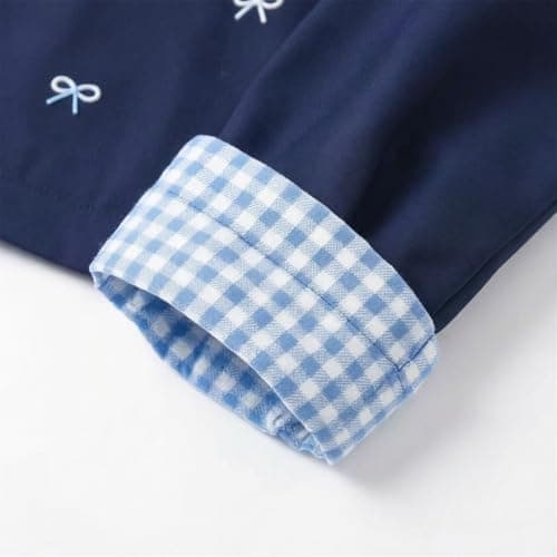 Waterproof Jacket Girls Bow Print Lightweight Jackets with Hood 2026 Windbreaker Rain Coat with Pockets Casual Long Sleeve Full Zip Raincoat Breathable Hiking Walking Coat (Navy, 4-5 Years) — view 5